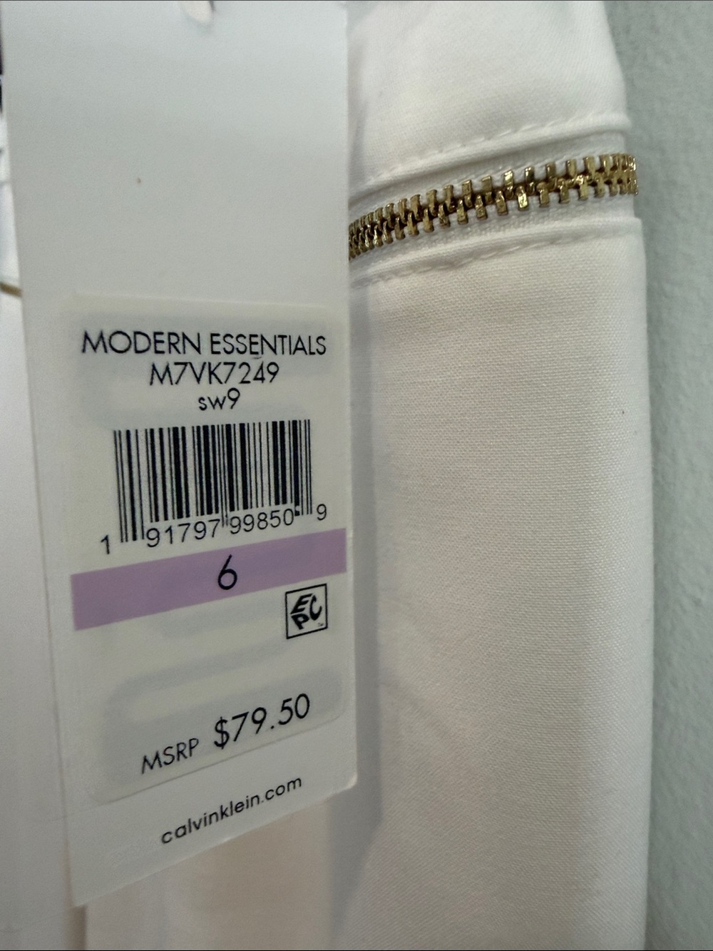 Calvin Klein White Ponte Pull-On Pants with Gold Zipper Accents - Picture 5 of 11